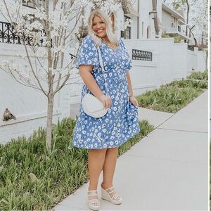 “Better by the Beach” Ocean Blue Floral Dress